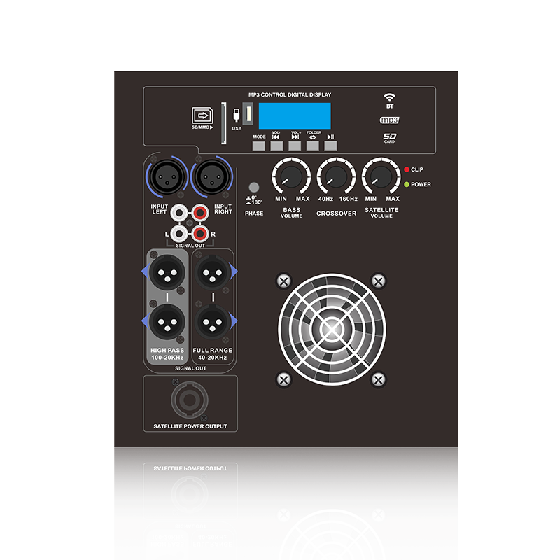 PL28SUB-5-1.1: Full Range eller High Pass Output Modes 1.1 Channel Power Out Line Array Funktionsmodul för högtalare