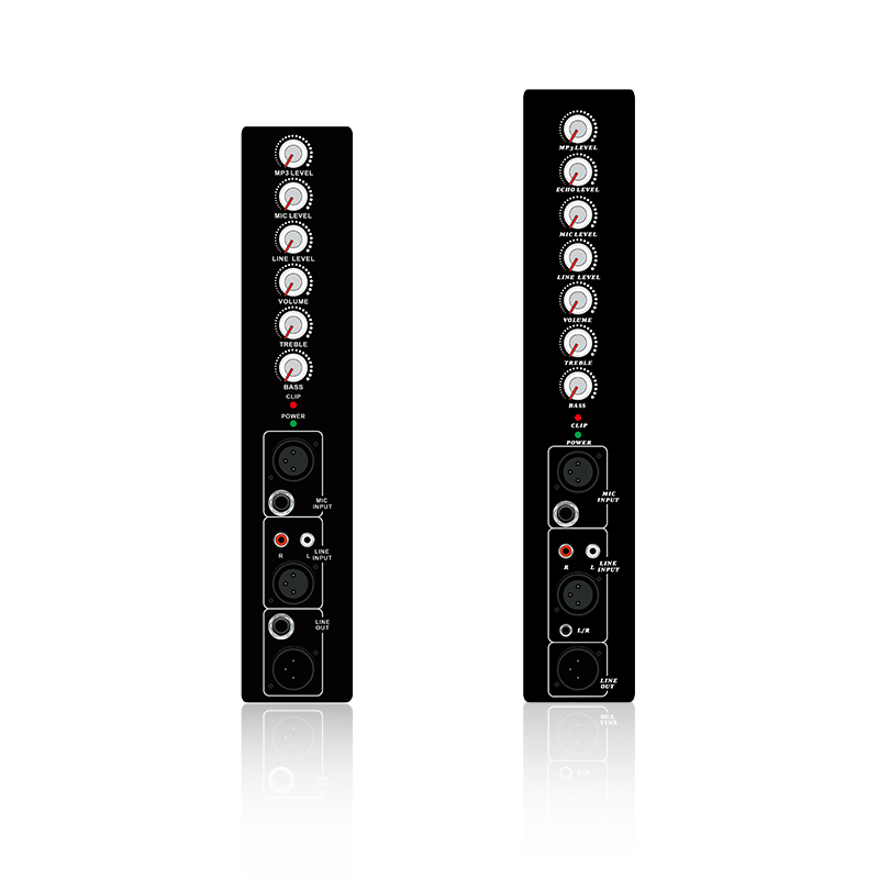 PL2/PL2E: Enkel mikrofonkanal Enkellinjekanalingång och gränsskydd Vertikal analog funktionsmodul