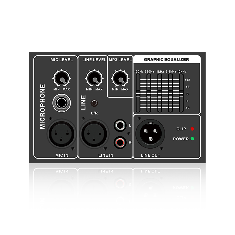 PL35: Balanserad mikrofon och linjeingång 5-bands grafisk utjämnare horisontell analog funktionsmodul för klass AB-förstärkare