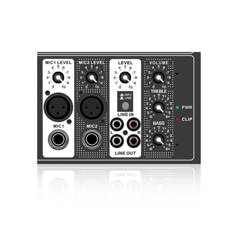 PL4: Två mikrofoningång och enkellinjekanalingång horisontell analog funktionsmodul för klass AB-förstärkare