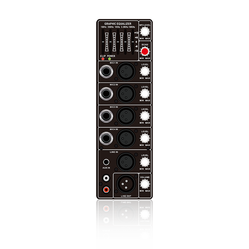 PL67: 4 Mic Channel Input och 5-bands grafisk equalizer Vertical Analog Functinal Module