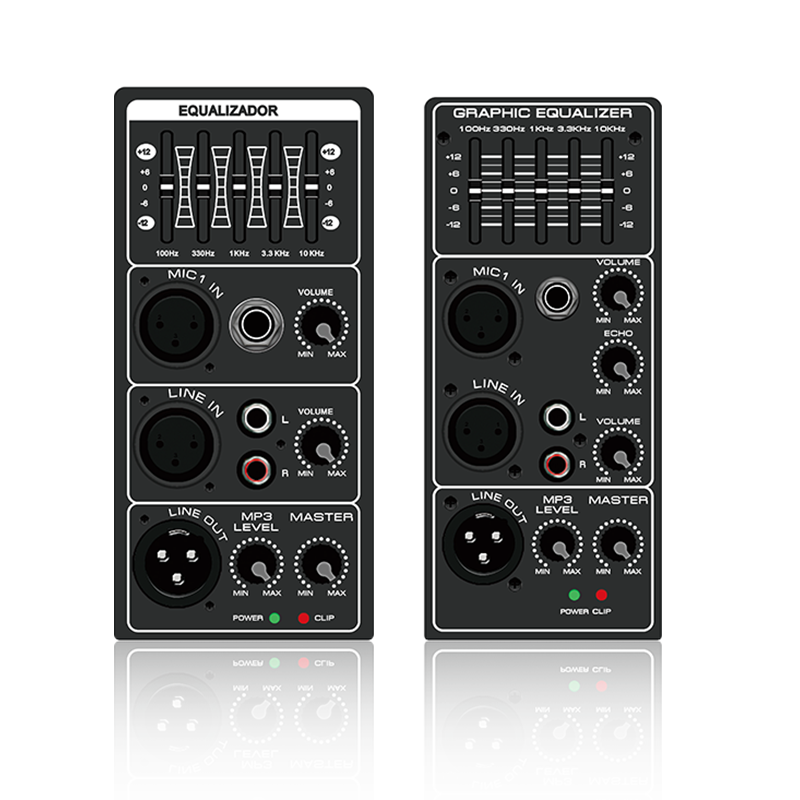 PL21 / PL21E: 5-bands grafisk utjämnare och gränsskydd Vertical Analog Functinal Module