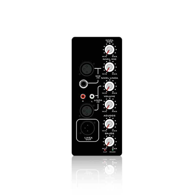 SP2: Diskant och bas EQ-kontroll och Mix Out Vertical Analog Functinal Module