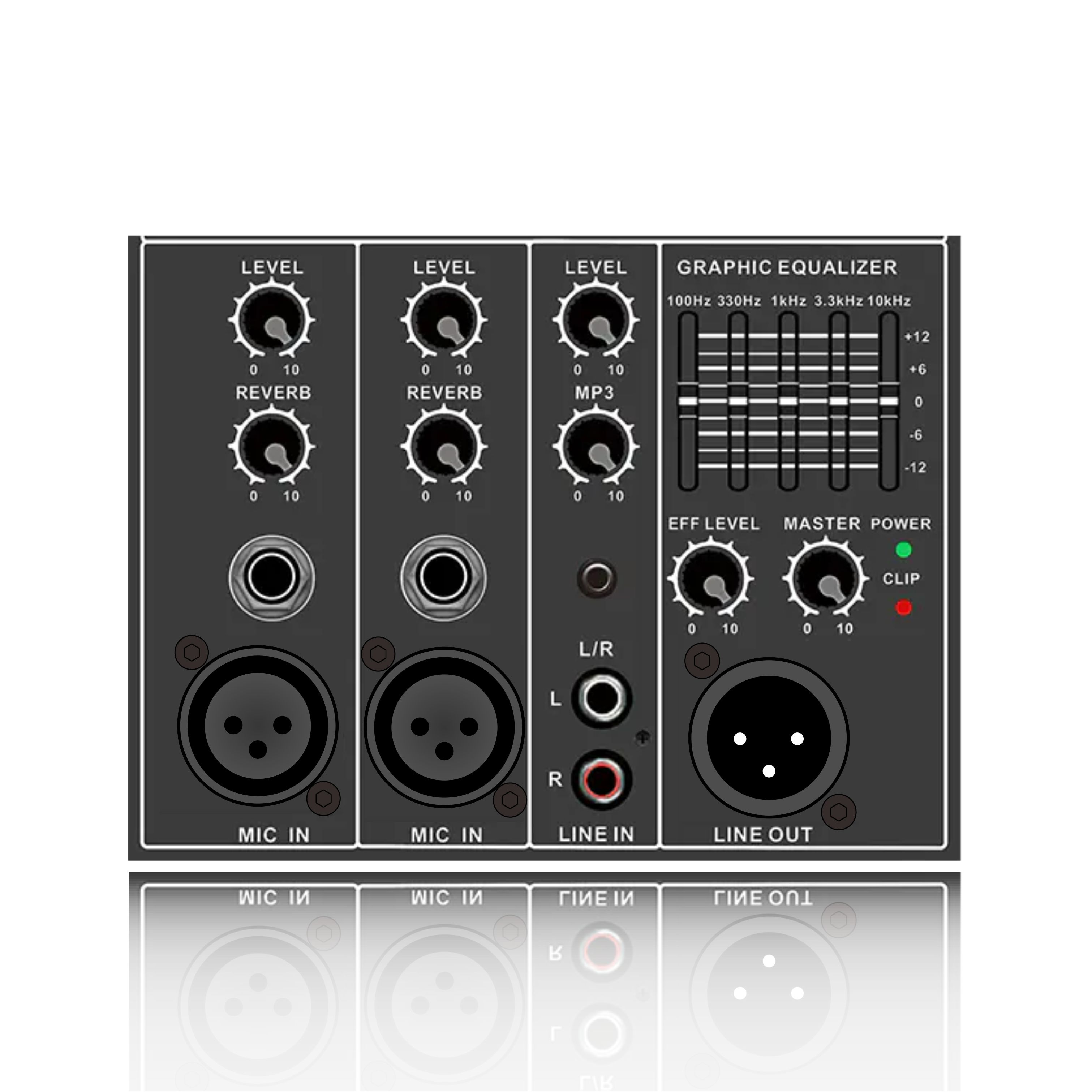 PL26: Individuell mikrofonkanal ekokontroll mastereffekt Elektrisk frekvensdelning funktionsmodul