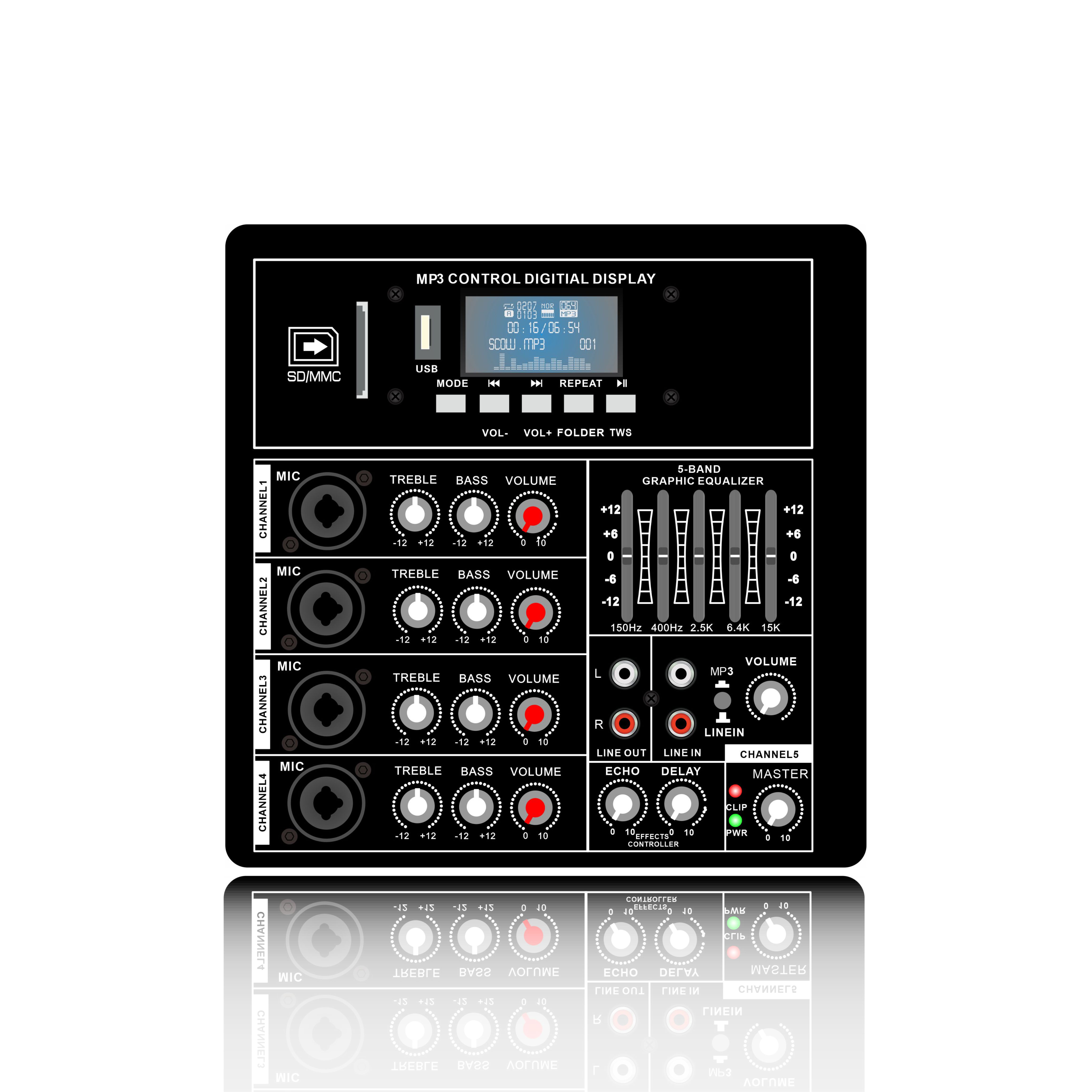 Klass AB Flerkanalig med equalizer PA Högtalarförstärkare PL83