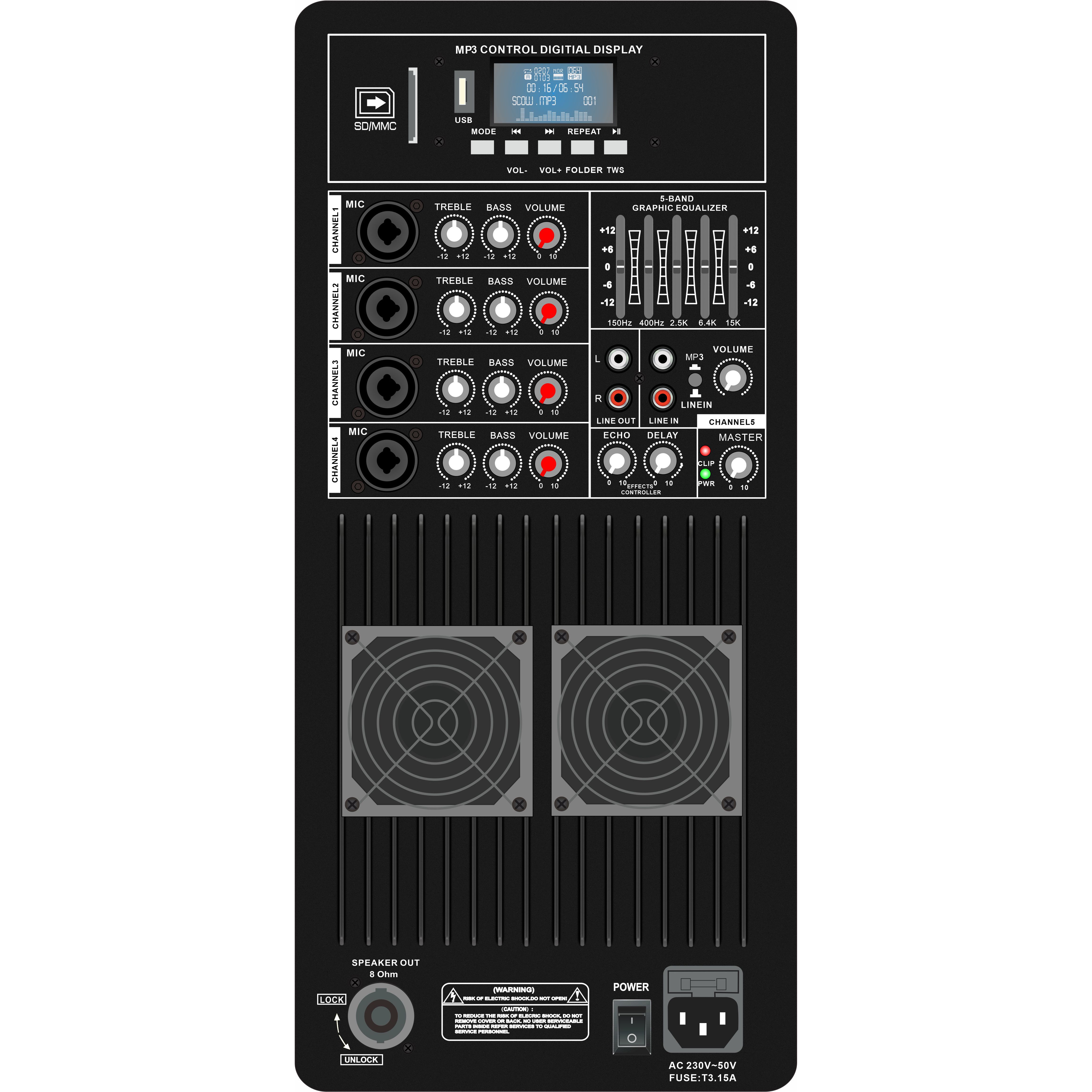 Klass AB Flerkanalig med equalizer PA Högtalarförstärkare PL83