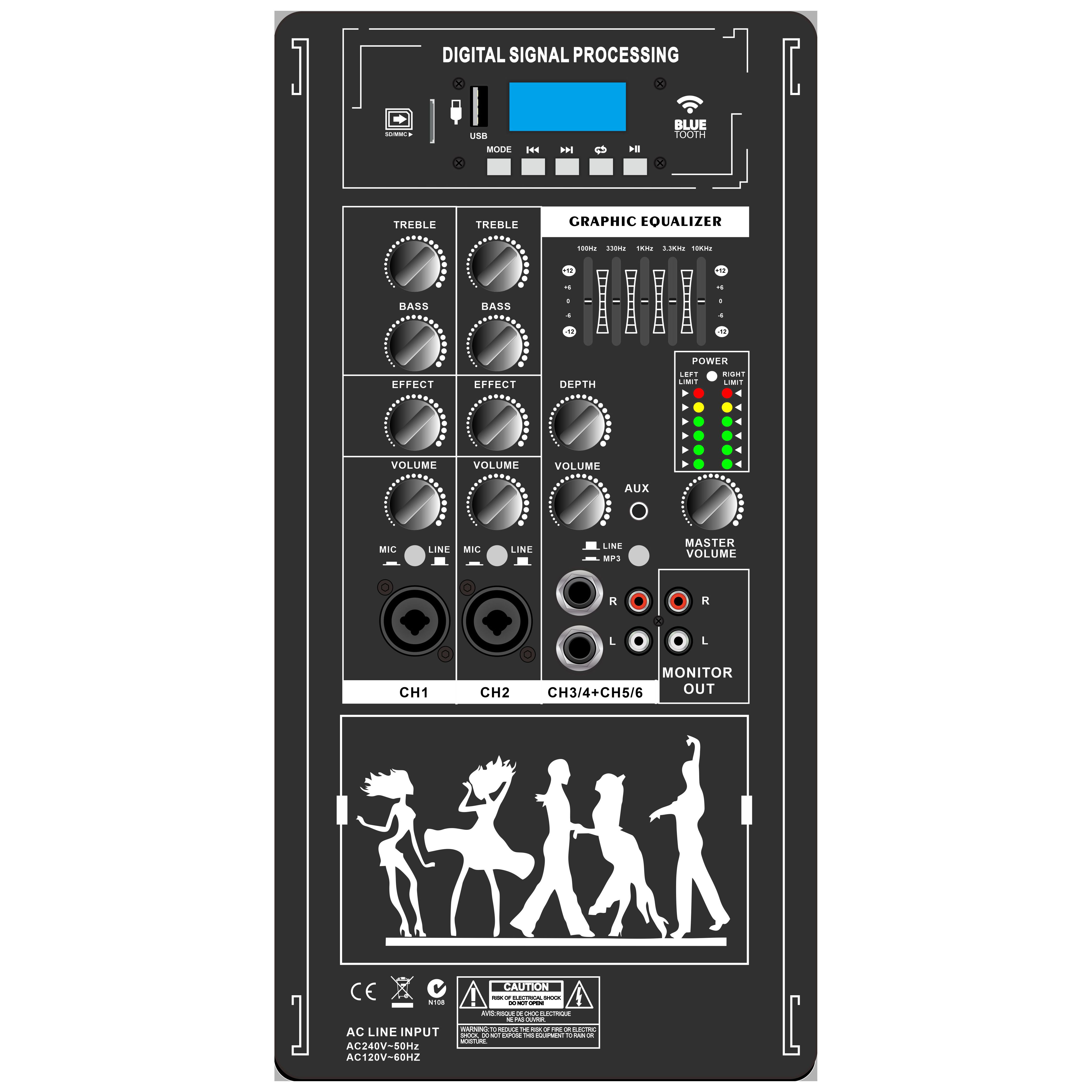 Bärbar stereosystemdriven förstärkare EON206