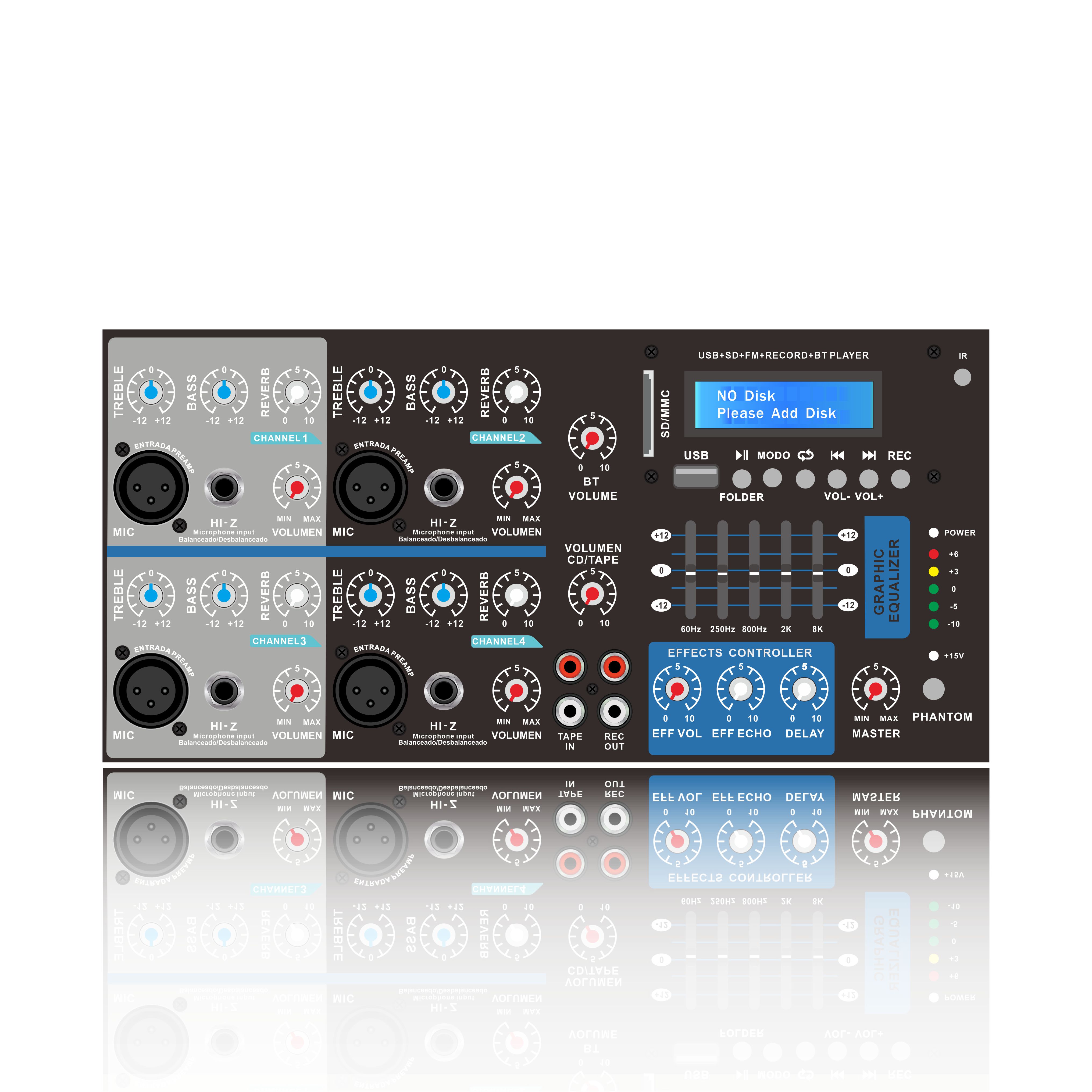 4-kanalsdriven Bluetooth Karaoke Mixer Amplifier SB4200