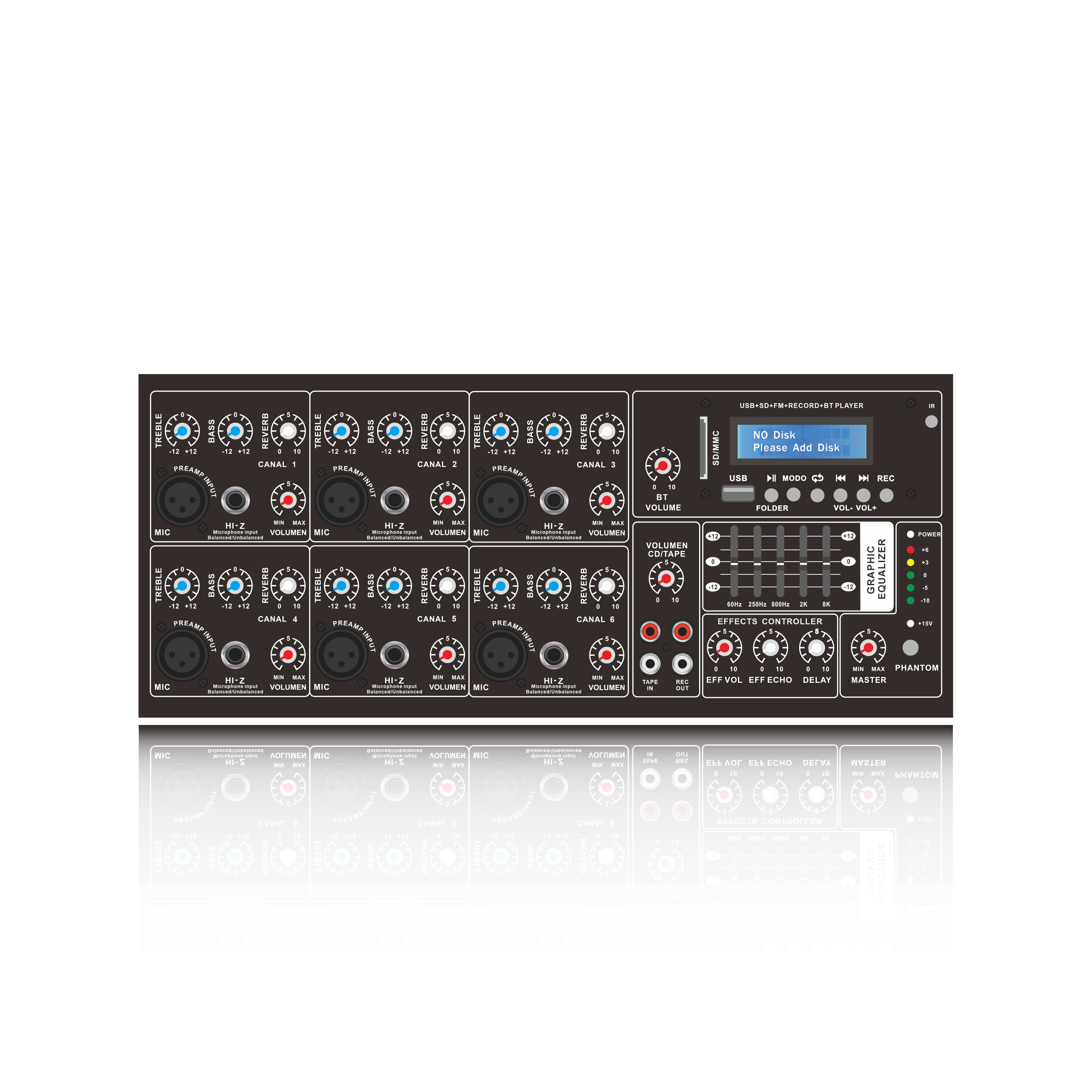 Woodbox 6 kanals Powered Mixer SB6200