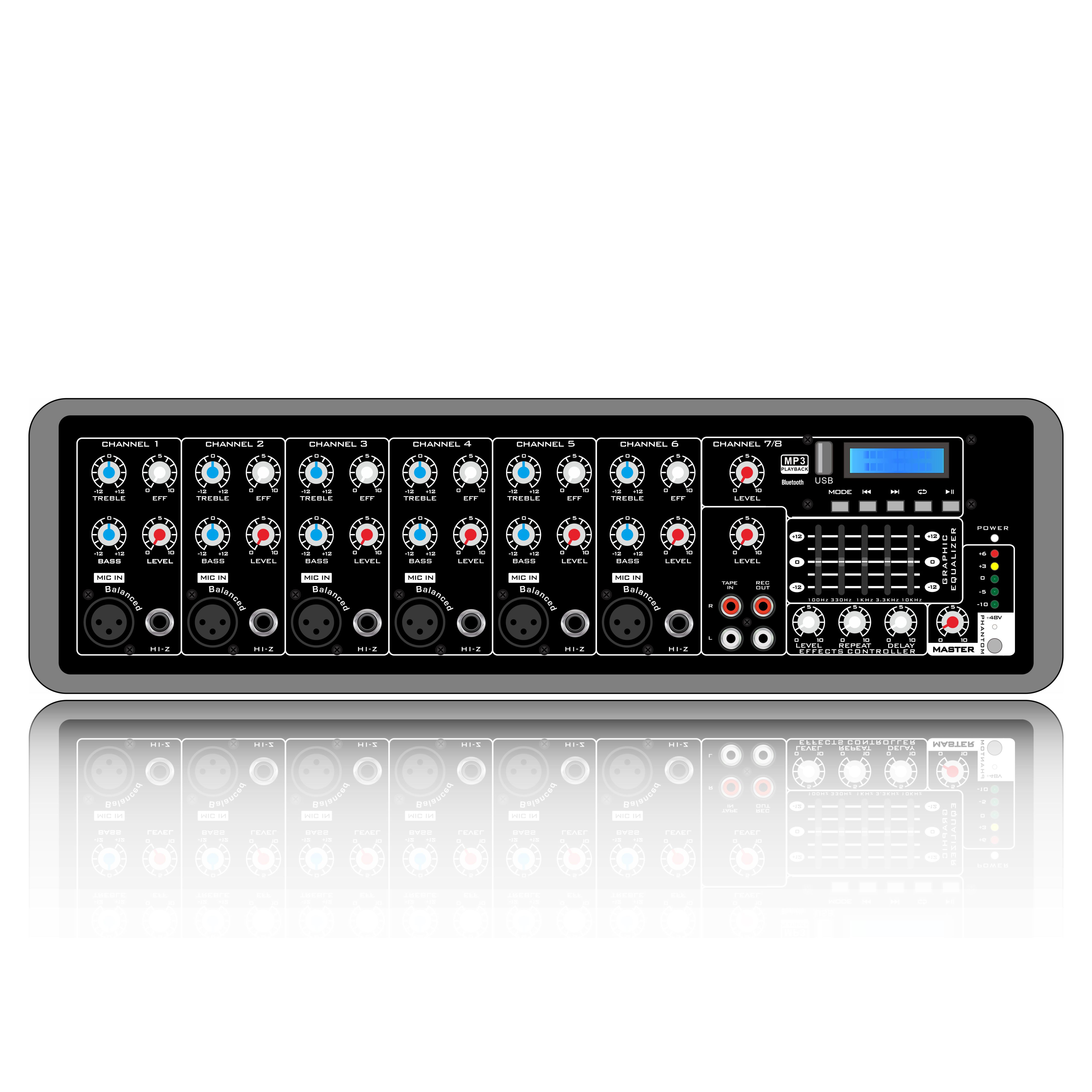 Plastboxdriven 8-kanals PA Mixer SD506