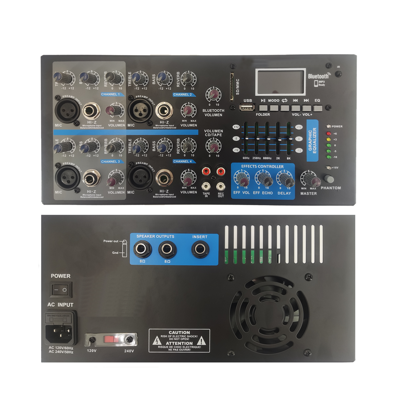 4-kanalsdriven Bluetooth Karaoke Mixer Amplifier SB4200
