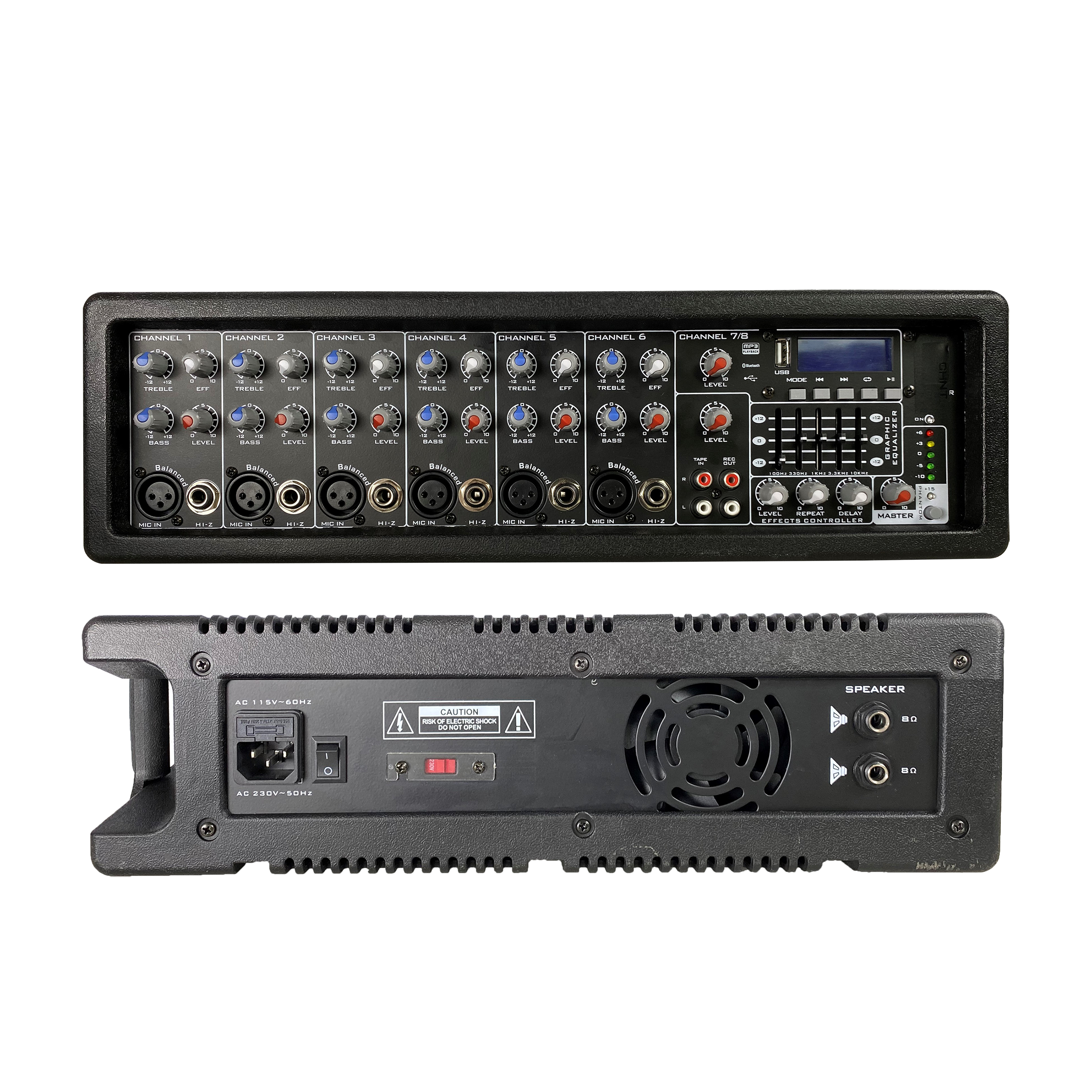 Plastboxdriven 8-kanals PA Mixer SD506